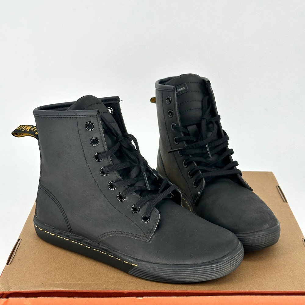 Dr. Martens Sheridan High Top Matte Black Leather Casual Boots Soft Wair 6 US L